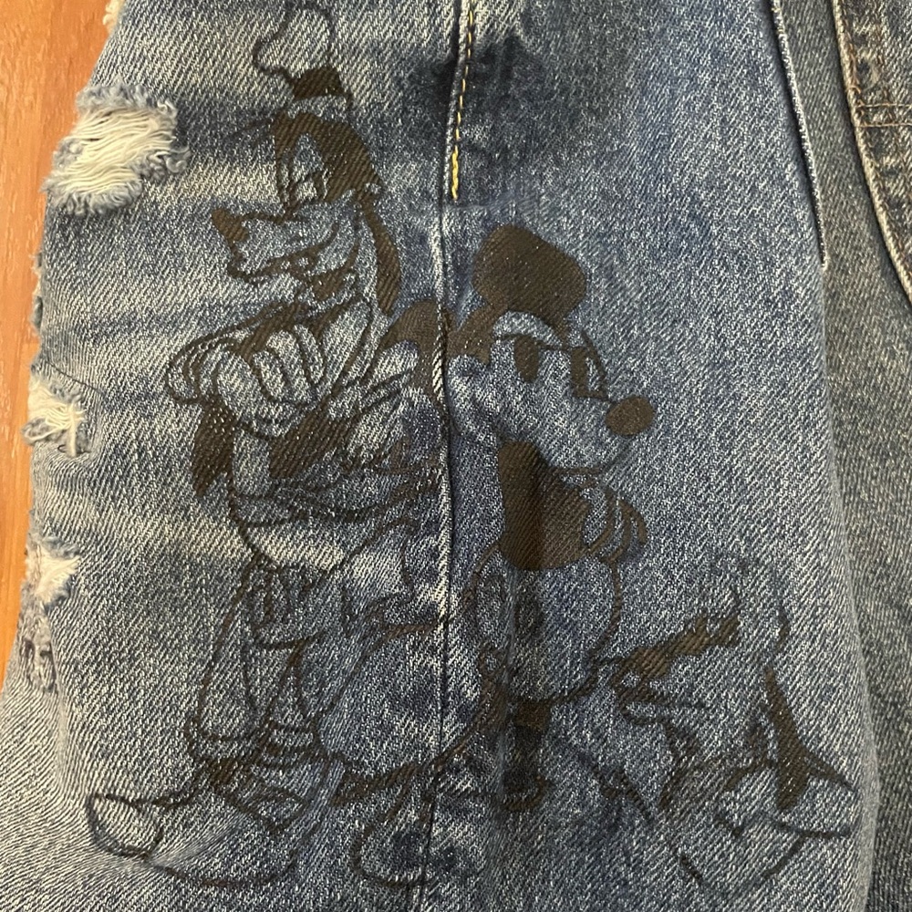 AE DISNEY MICKEY MOUSE Distress Slim Jeans DONALD DUCK GOOFY PLUTO Unisex 32X34 - Picture 10 of 16